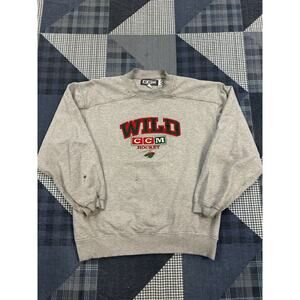 Vintage‎ 90s Distressed NHL Minnesota Wild CCM Hockey Crewneck Mens Size L